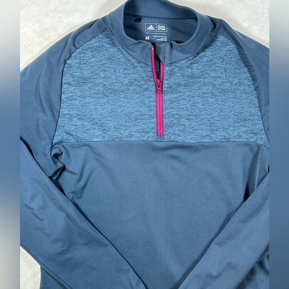 Adidas Medium ClimaWarm Pullover Quarter Zip 1/4 Zip Navy Heather Sweater Golf - Picture 5 of 8